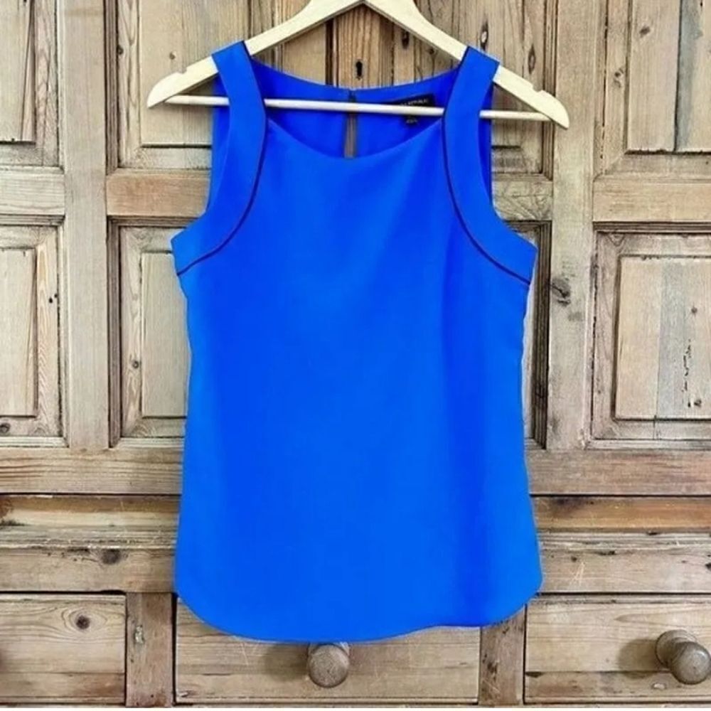 Banana Republic Bright Blue Polyester Tank Top with Black Trim XSMALL